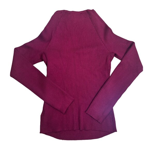 NWT Plus Size Ribbed Pullover Sweater Burgundy Long Sleeve 0X - Picture 4 of 4